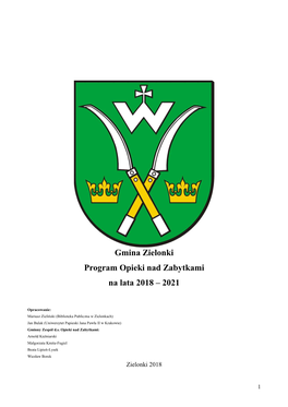 Gmina Zielonki Program Opieki Nad Zabytkami Na Lata 2018 – 2021