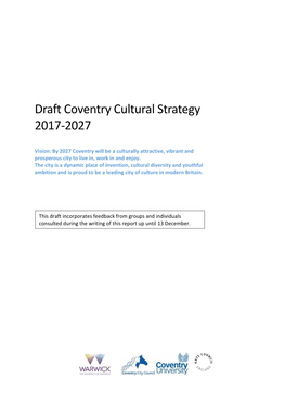 Draft Coventry Cultural Strategy 2017-2027