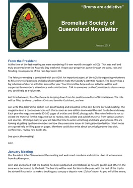 Bromeliad Society of Queensland Newsletter