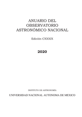 Anuario Del Observatorio Astronómico Nacional