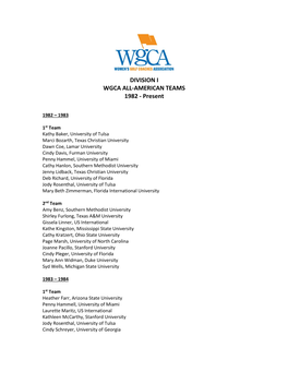 1998 – 1999 NGCA All-American Teams – Division I