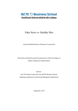 Fake News Vs. Healthy Diet