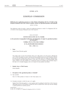 A) of Regulation (EU) No 1151/2012 of the European Parliament and of the Council on Quality Schemes for Agricultural Products and Foodstuffs (2013/C 247/06