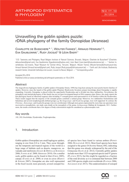 Unravelling the Goblin Spiders Puzzle: Rdna Phylogeny of the Family Oonopidae (Araneae)