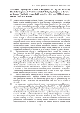 Sortilege and Its Practitioners in Late Antiquity, Religions in the Grae- Co-Romans World 188, Leiden: Brill, 2018