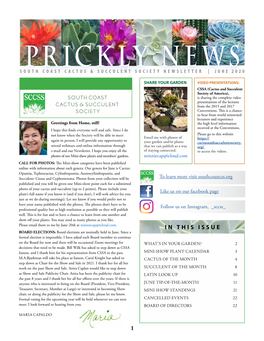 Prickly News South Coast Cactus & Succulent Society Newsletter | June 2020