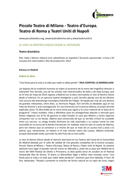 Teatro D'europa, Teatro Di Roma Y Teatri Uniti Di Napoli