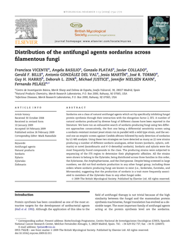 Distribution of the Antifungal Agents Sordarins Across Filamentous Fungi