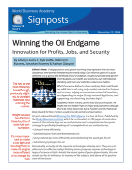 Winning the Oil Endgame Innovation for Profits, Jobs, and Security