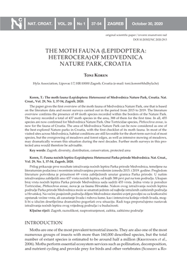 The Moth Fauna (Lepidoptera: Heterocera) of Medvednica Nature Park, Croatia