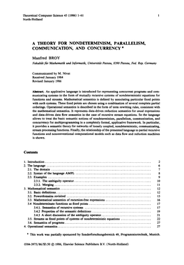 A Theory for Nondeterminism, Parallelism, Communication, and Concurrency *