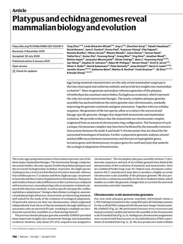 Platypus and Echidna Genomes Reveal Mammalian Biology and Evolution