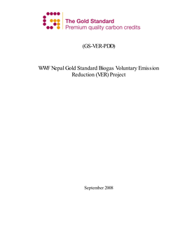 WWF Nepal Gold Standard Biogas Voluntary Emission Reduction (VER) Project