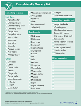 Renal-Friendly Grocery List