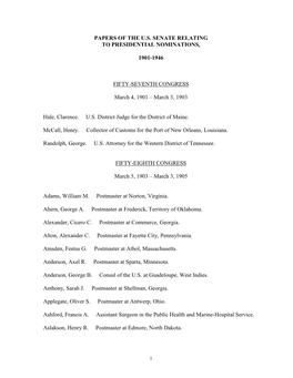 Papers of the United States Senate Relating