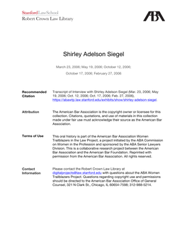 Shirley Adelson Siegel