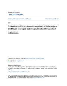 Distinguishing Different Styles of Transpressional Deformation at an Obliquely Convergent Plate Margin, Fiordland, New Zealand