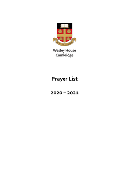 Prayer List 2020 – 2021