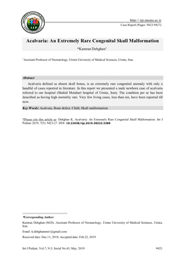 Acalvaria: an Extremely Rare Congenital Skull Malformation