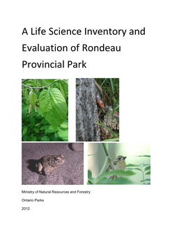 A Life Science Inventory and Evaluation of Rondeau Provincial Park