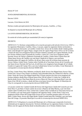 Municipios Decreto 5/2010