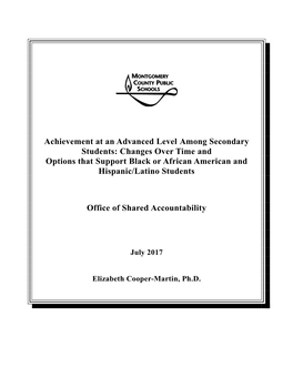 Achievement at an Advanced Level Among Secondary Students: Changes Over Time and Options That Support Black Or African American and Hispanic/Latino Students