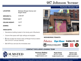 407 Johnson Avenue Bushwick, Brooklyn, NY