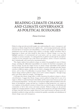 23 Reading Climate Change and Climate Governance As Political Ecologies