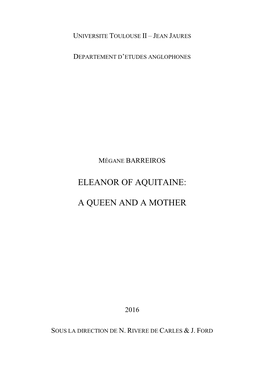 Eleanor of Aquitaine: a Queen and a Mother