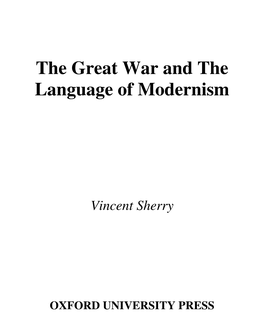 The Great War and the Language of Modernism