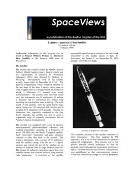 Explorer: America's First Satellite by Andrew Lepage February 1998