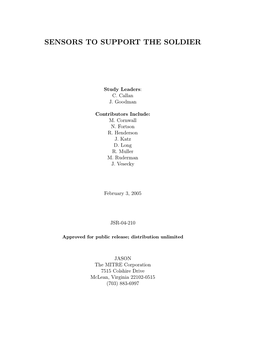 Sensors to Support the Soldier
