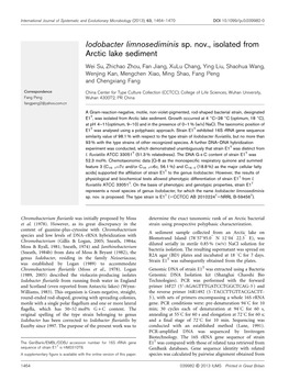 Iodobacter Limnosediminis Sp. Nov., Isolated from Arctic Lake Sediment