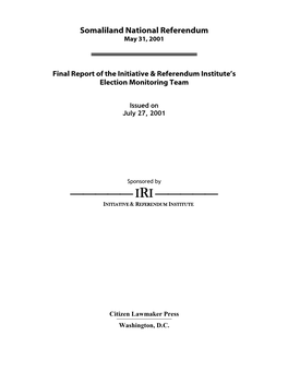 Final Report of the Initiative and Referendum Institute's Election