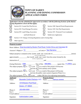 Town of Darien Planning and Zoning Commission Application Form