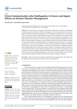 Crisis Communication After Earthquakes in Greece and Japan: Effects on Seismic Disaster Management