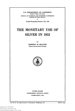 Monetary Use of Silver in 1933