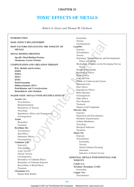 Toxic Effects of Metals