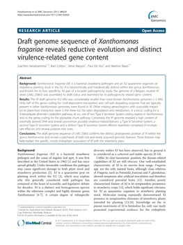 Draft Genome Sequence of Xanthomonas Fragariae