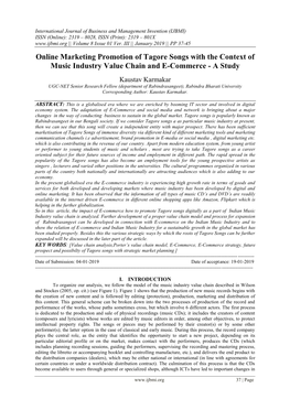 Online Marketing Promotion of Tagore Songs with the Context of Music Industry Value Chain and E-Commerce - a Study