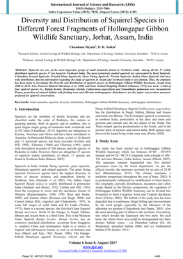 Diversity and Distribution of Squirrel Species in Different Forest Fragments of Hollongapar Gibbon Wildlife Sanctuary, Jorhat, Assam, India