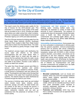 2019 Annual Water Quality Report for the City of Ecorse Water Supply Serial Number: 02050