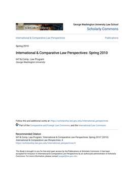 International & Comparative Law Perspectives: Spring 2010