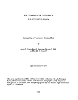 Geologic Map of New Jersey: Southern Sheet