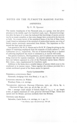 NOTES on the PLYMOUTH MARINE FAUNA by G. M. Spooner