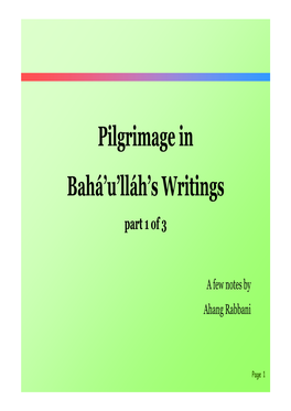 Pilgrimage in Bahá'u'lláh's Writings