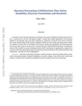 Bayesian Forecasting of Multivariate Time Series: Scalability, Structure Uncertainty and Decisions