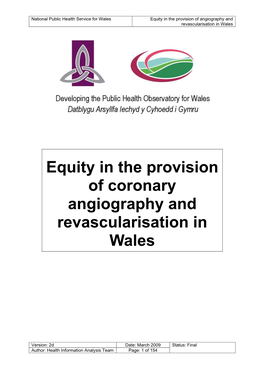 Equity in the Provision of Coronary Angiography and Revascularisation in Wales