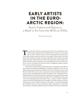 ARCTIC REGION: Arctic Culture and Nature As a Motif in Art from the 1870S to 1930S