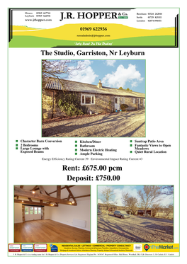 The Studio, Garriston, Leyburn, North Yorkshire, DL8 5JT
